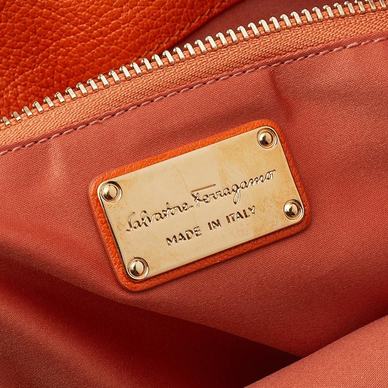 Salvatore Ferragamo Orange Leather Mika Tote at 1stDibs
