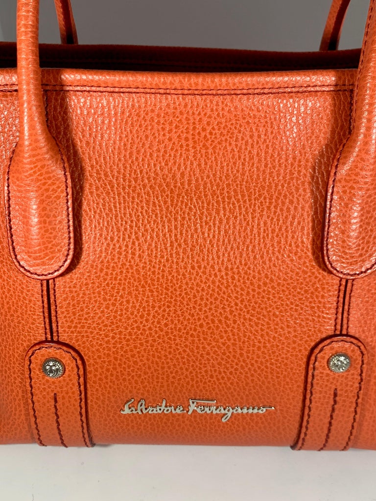 Salvatore Ferragamo Orange Leather Tote / Shoulder Bag, Excellent