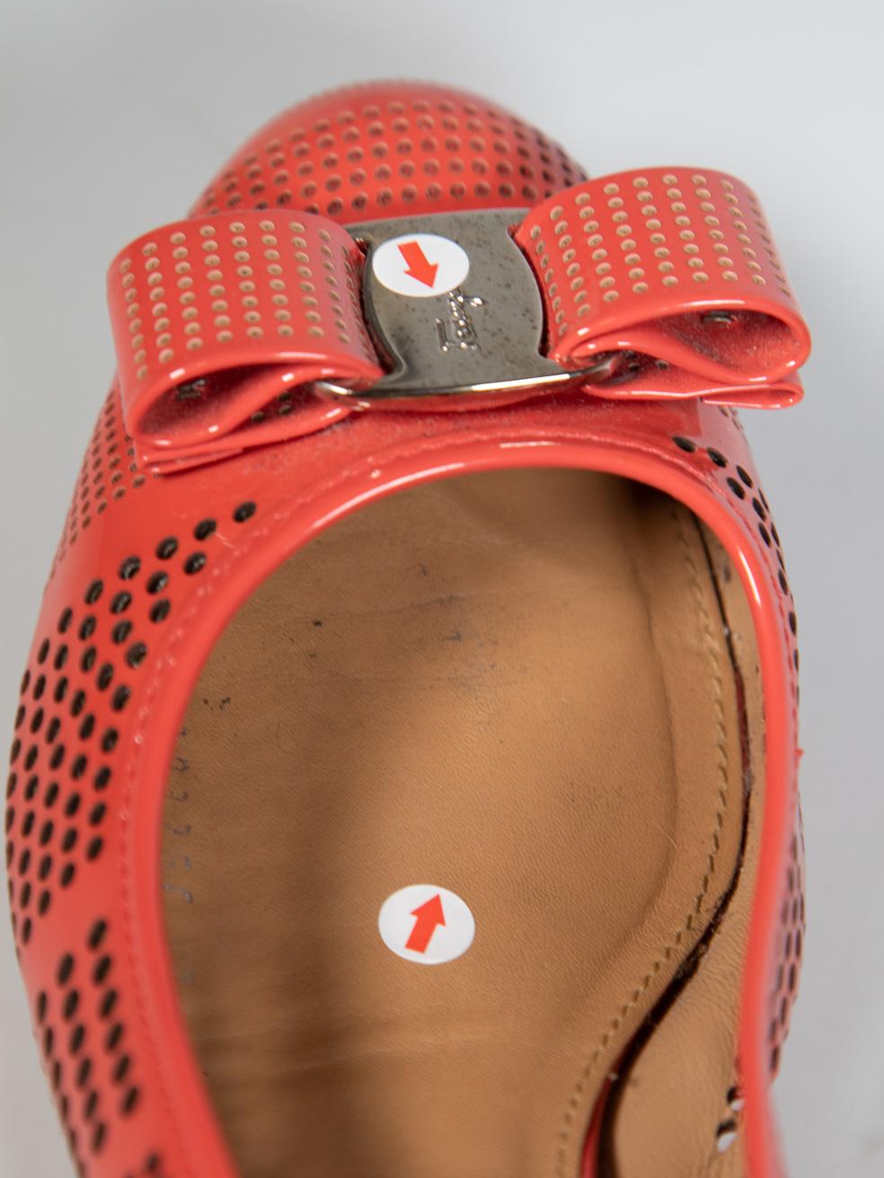 Salvatore Ferragamo Orange Patent Ballet Flats Size IT 38 3