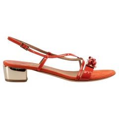 Salvatore Ferragamo Orange Patent Leather Sandals Size US 6.5