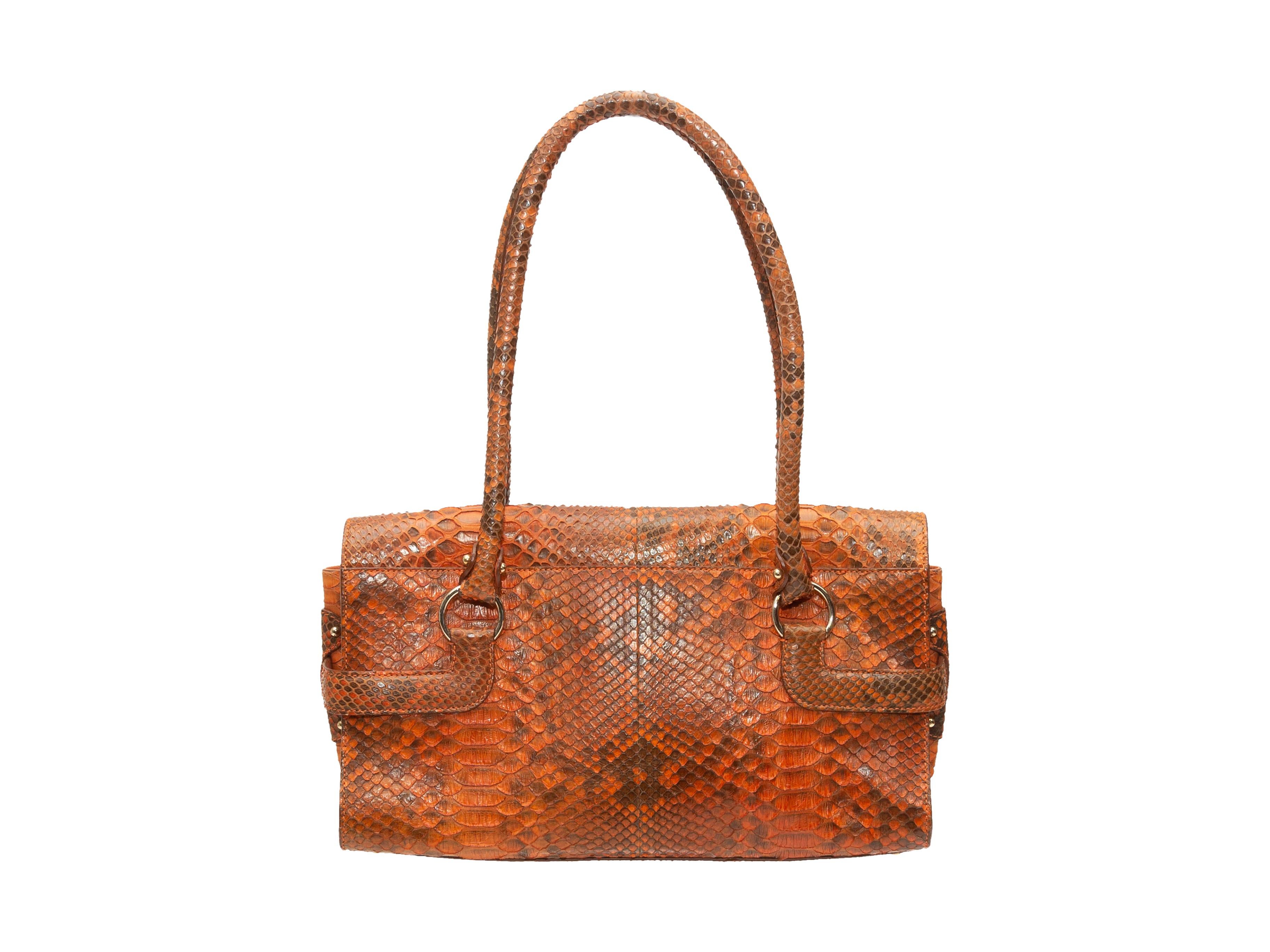 Salvatore Ferragamo Orange Python Handbag In Good Condition In New York, NY