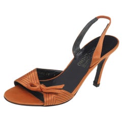Salvatore Ferragamo Orange Satin Bow Sandals Size 40