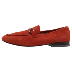 Salvatore Ferragamo Orange Suede Gancini Driving Loafers Size 42