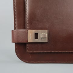 SALVATORE FERRAGAMO Oxblood Brown Leather Portfolio Briefcase
