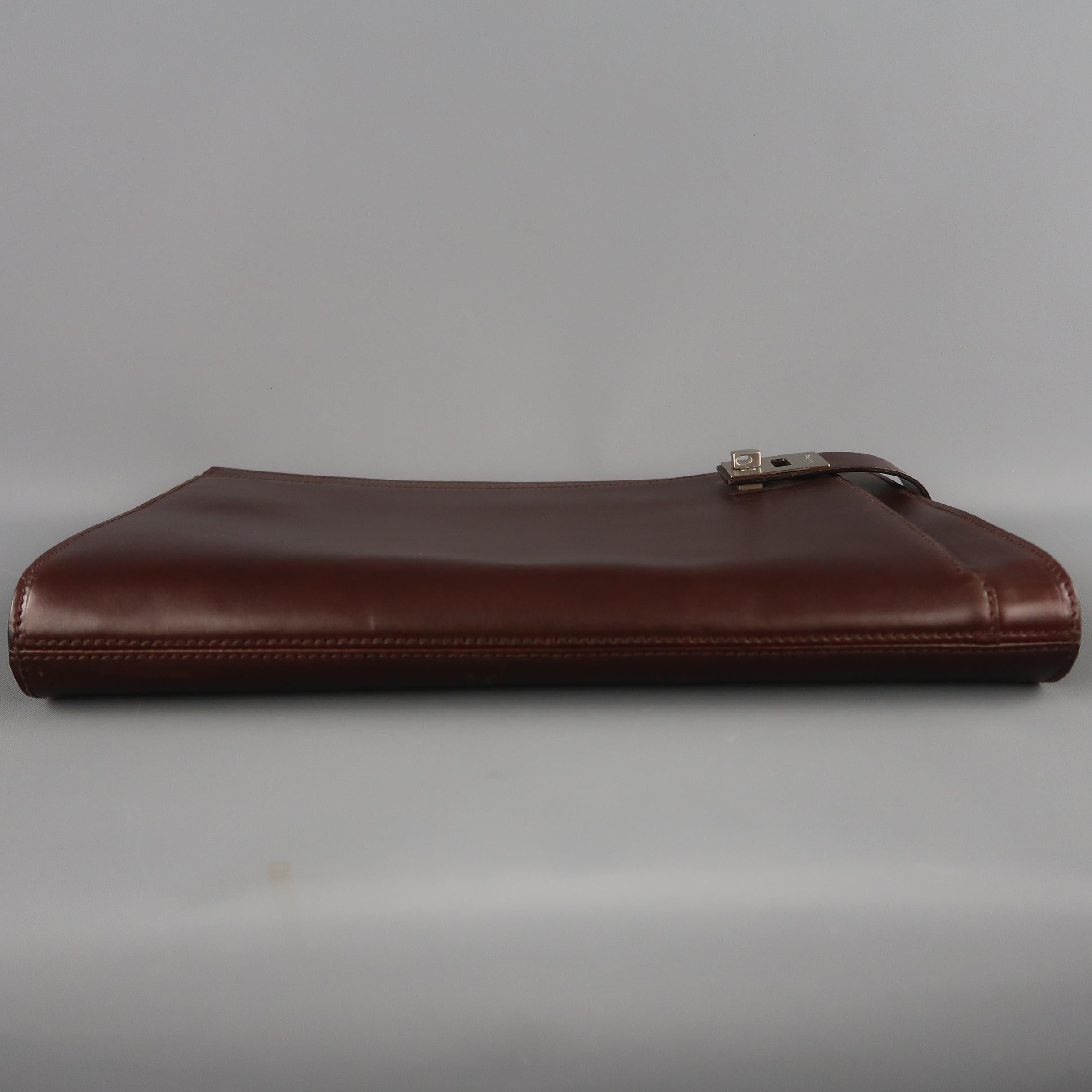 Men's SALVATORE FERRAGAMO Oxblood Brown Leather Portfolio Briefcase