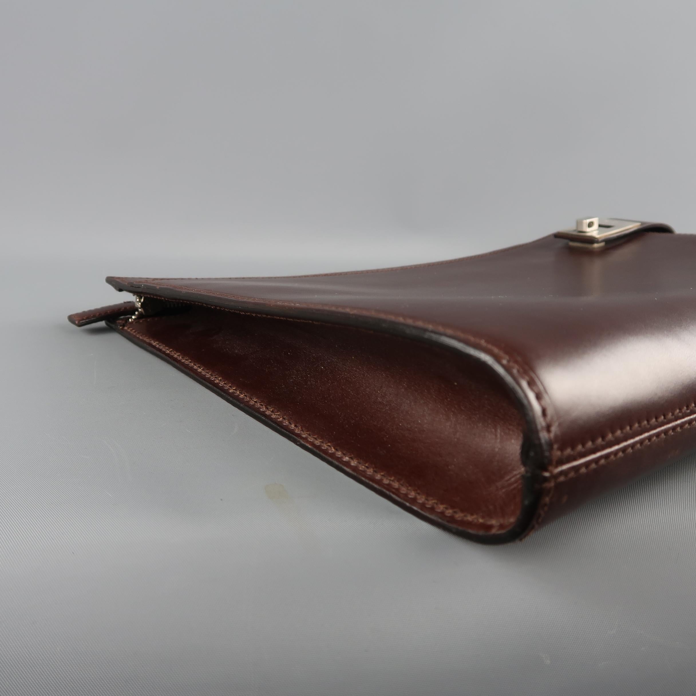 SALVATORE FERRAGAMO Oxblood Brown Leather Portfolio Briefcase 1