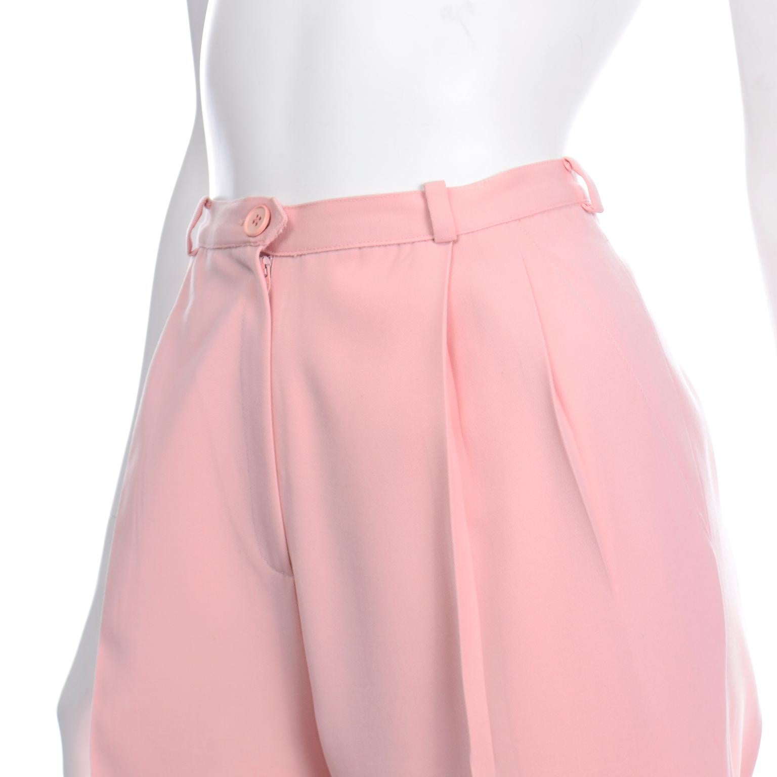 Women's Salvatore Ferragamo Pants Pink Spring Summer Weight Wool High Waist Trousers