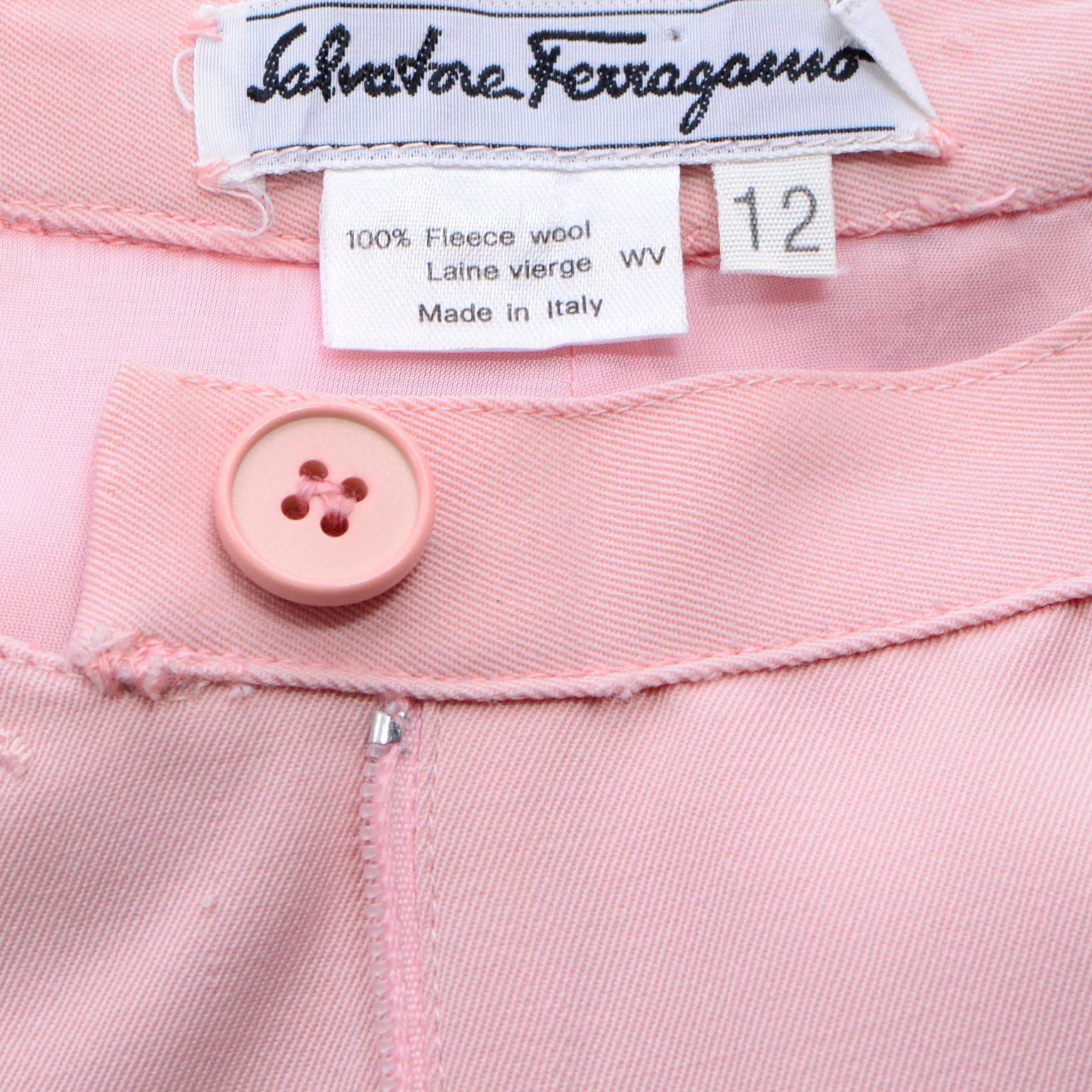 Salvatore Ferragamo Pants Pink Spring Summer Weight Wool High Waist Trousers 1