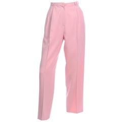 Used Salvatore Ferragamo Pants Pink Spring Summer Weight Wool High Waist Trousers