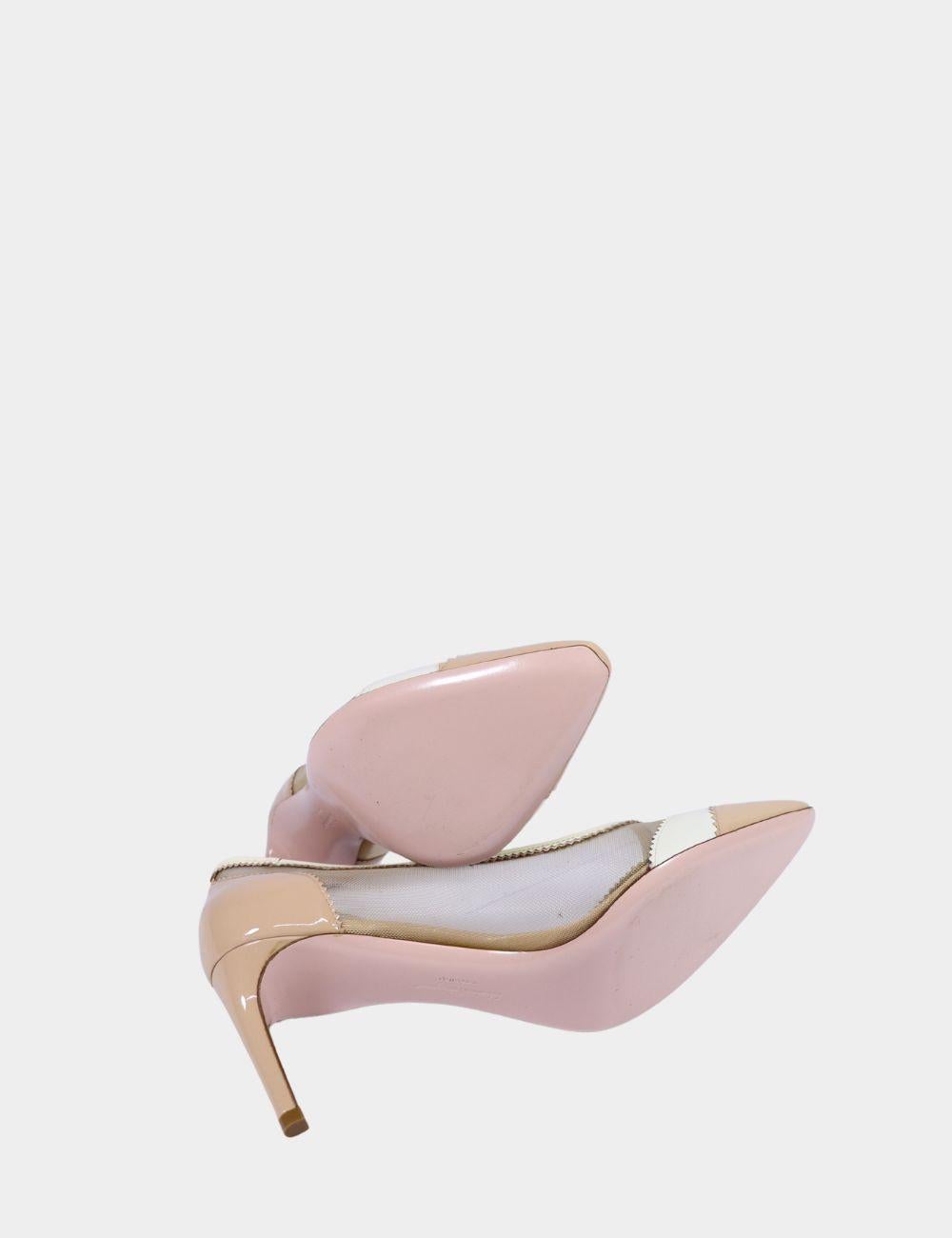 Women's Salvatore Ferragamo Patent Leather and Net Pumps Size US 8 C For Sale