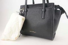 Salvatore Ferragamo Pebbled Mini Amy 2way 1sfk1127 Black Leather Tote