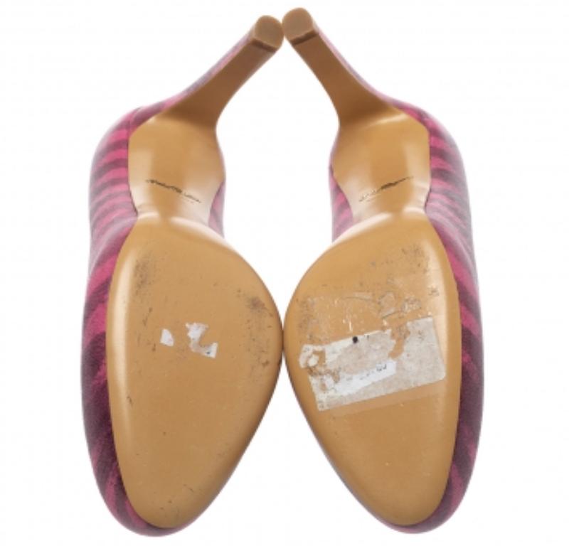 Salvatore Ferragamo Pink Animal Print Leather Pumps Size 37 For Sale 2