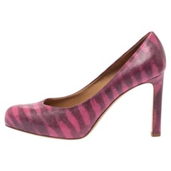 Salvatore Ferragamo Pink Animal Print Leather Pumps Size 37