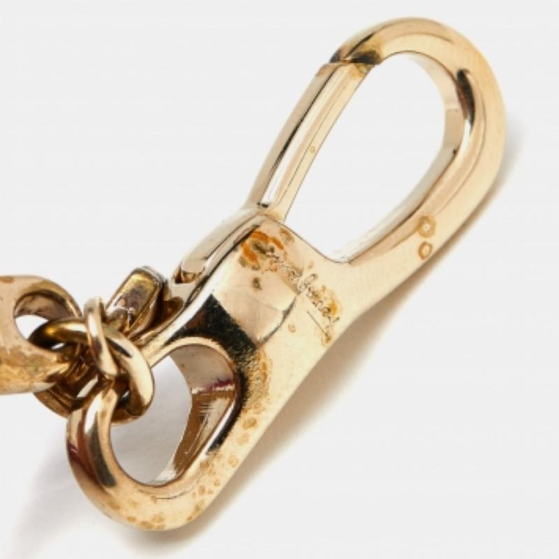 Salvatore Ferragamo Bracciale a fascia in pelle intrecciata rosa tono oro in vendita 3