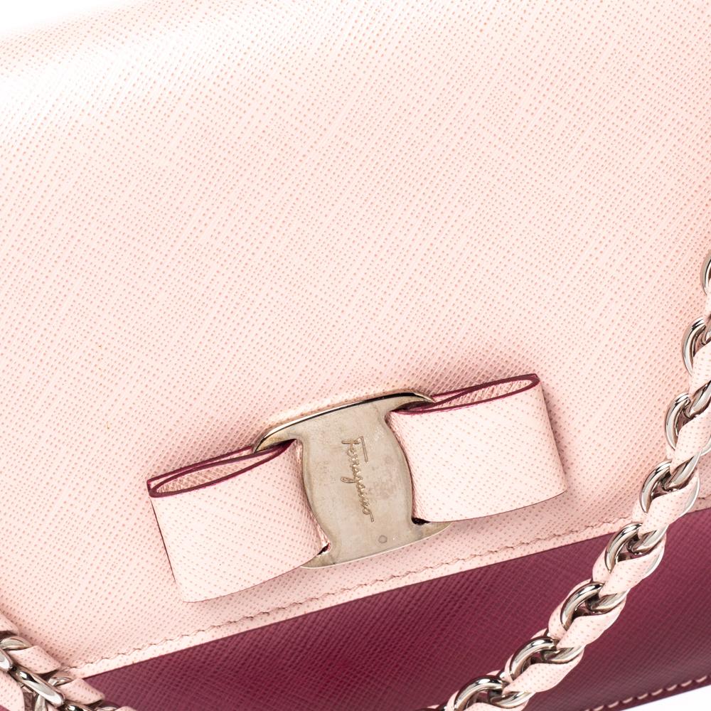 Salvatore Ferragamo Pink/Burgundy Ombre Leather Ginny Shoulder Bag 4
