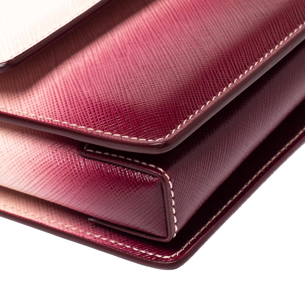 Salvatore Ferragamo Pink/Burgundy Ombre Leather Ginny Shoulder Bag 2