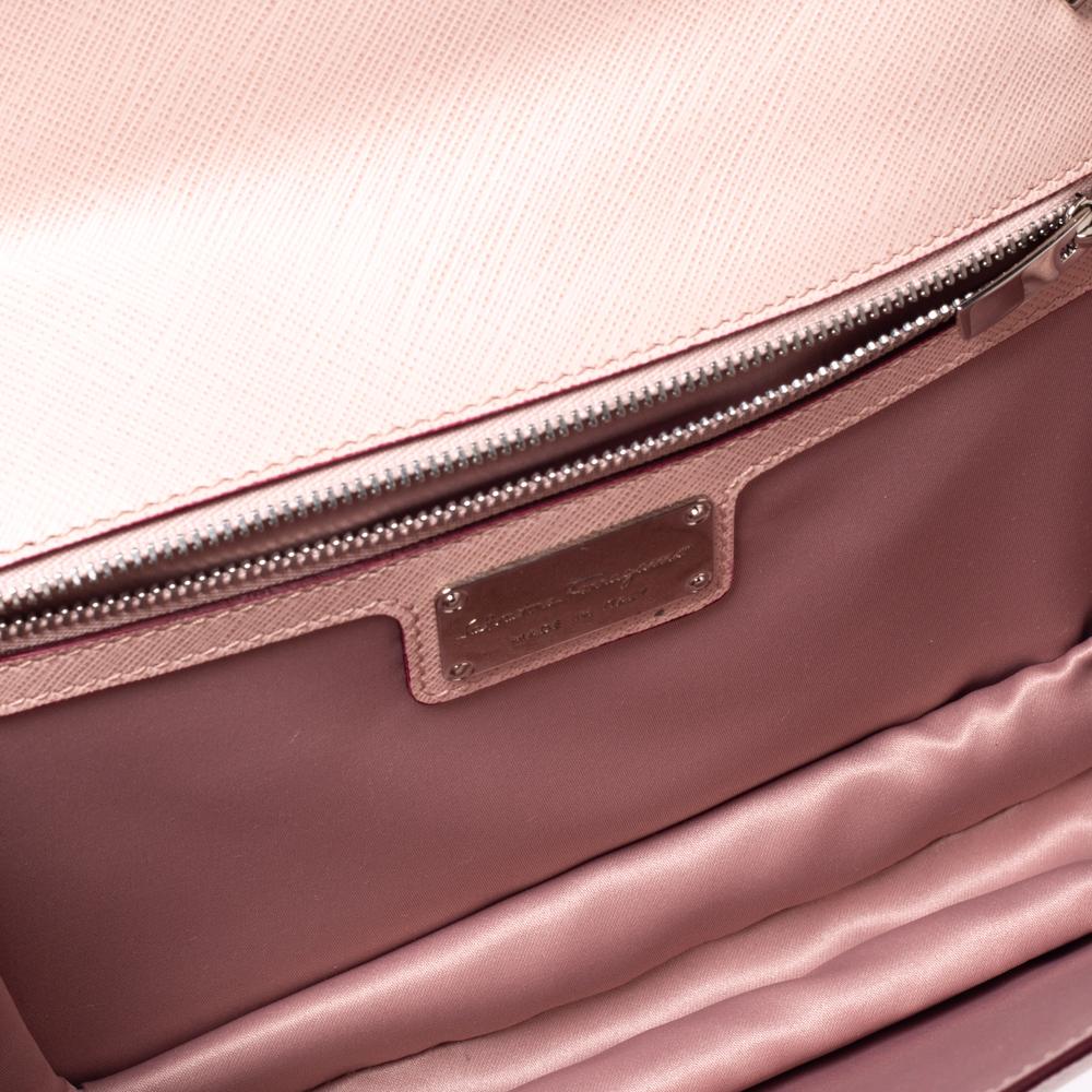Salvatore Ferragamo Pink/Burgundy Ombre Leather Ginny Shoulder Bag 3