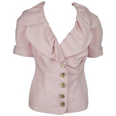 Salvatore Ferragamo - Haut rose en coton et lin mélangés S/S