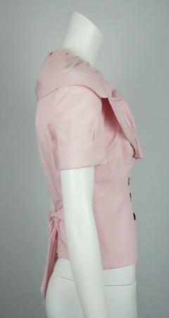 Salvatore Ferragamo Pink Cotton and Linen Blend Top S / S