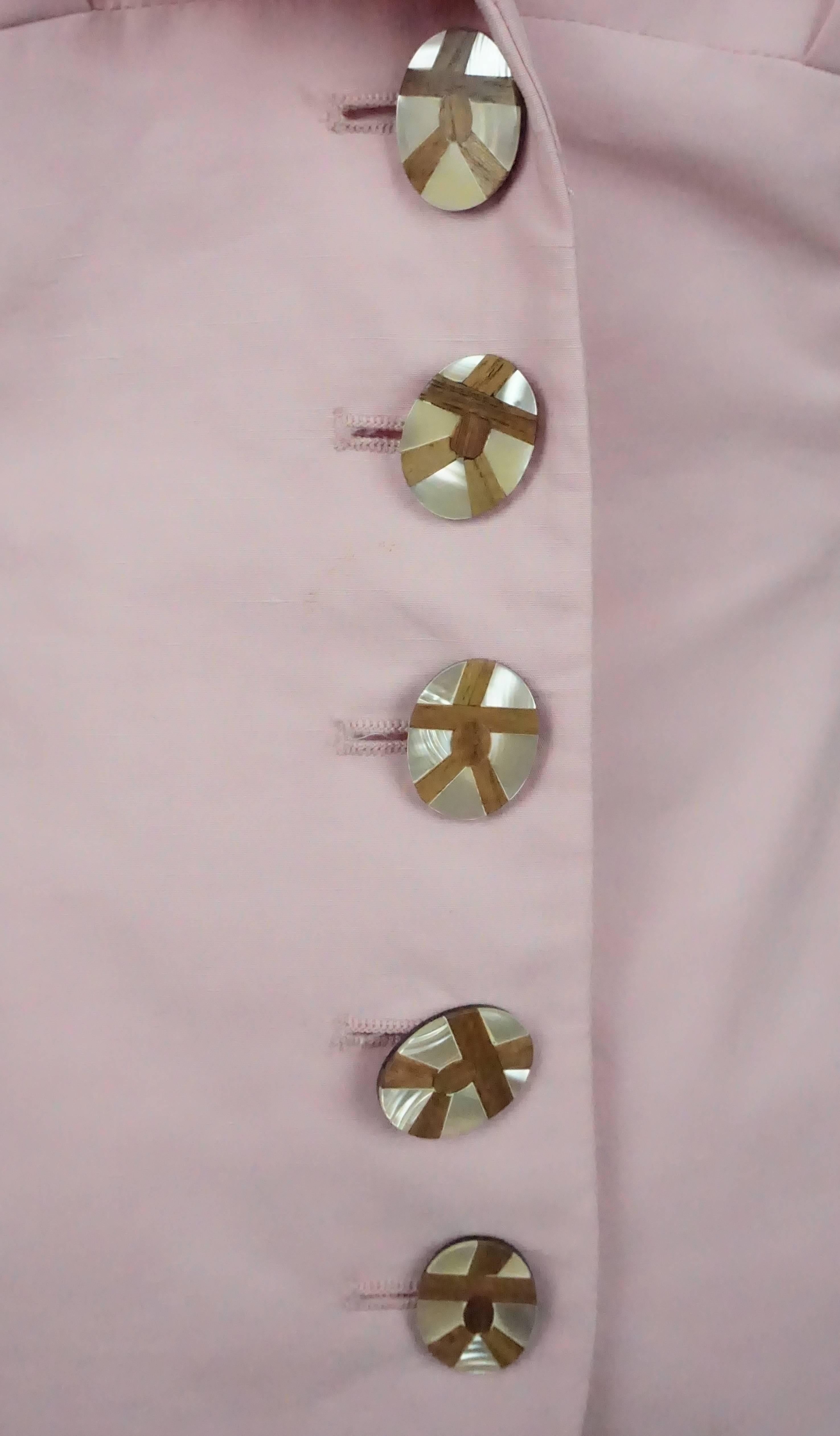 Salvatore Ferragamo Pink Cotton and Linen Blend Top S / S In Good Condition For Sale In West Palm Beach, FL