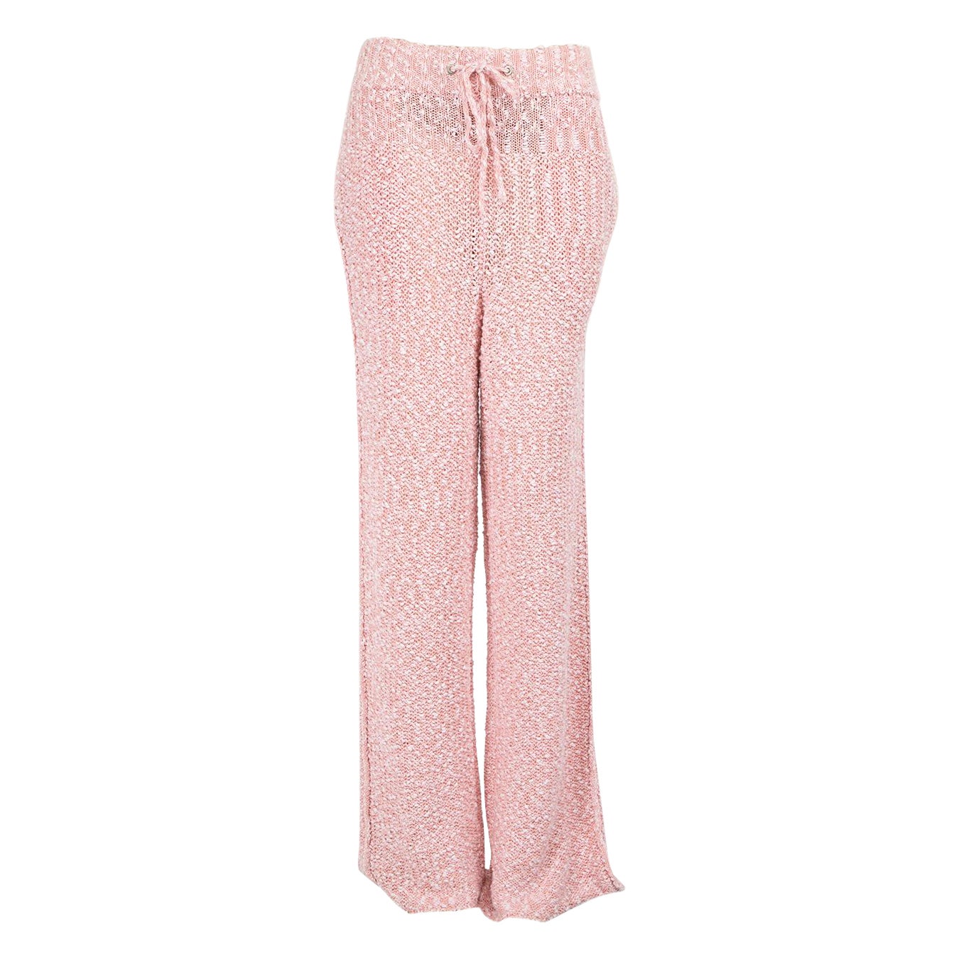 Salvatore Ferragamo Pantalones de pata ancha de punto rosa Talla M en venta