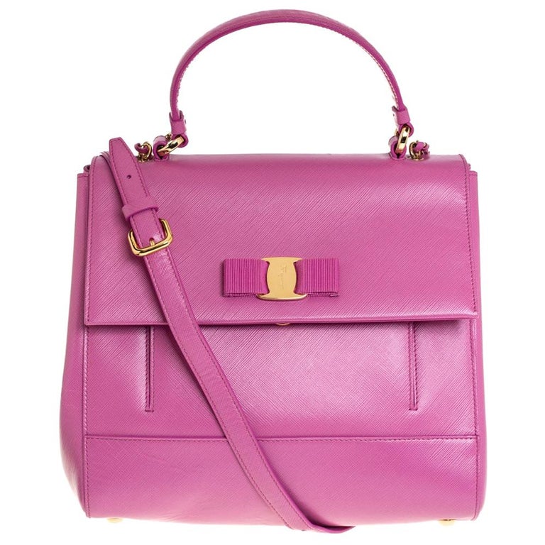 Salvatore Ferragamo Pink Leather Carrie Top Handle Bag at 1stDibs