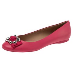 Salvatore Ferragamo Pink Leather Flair Ballet Flats Size 41