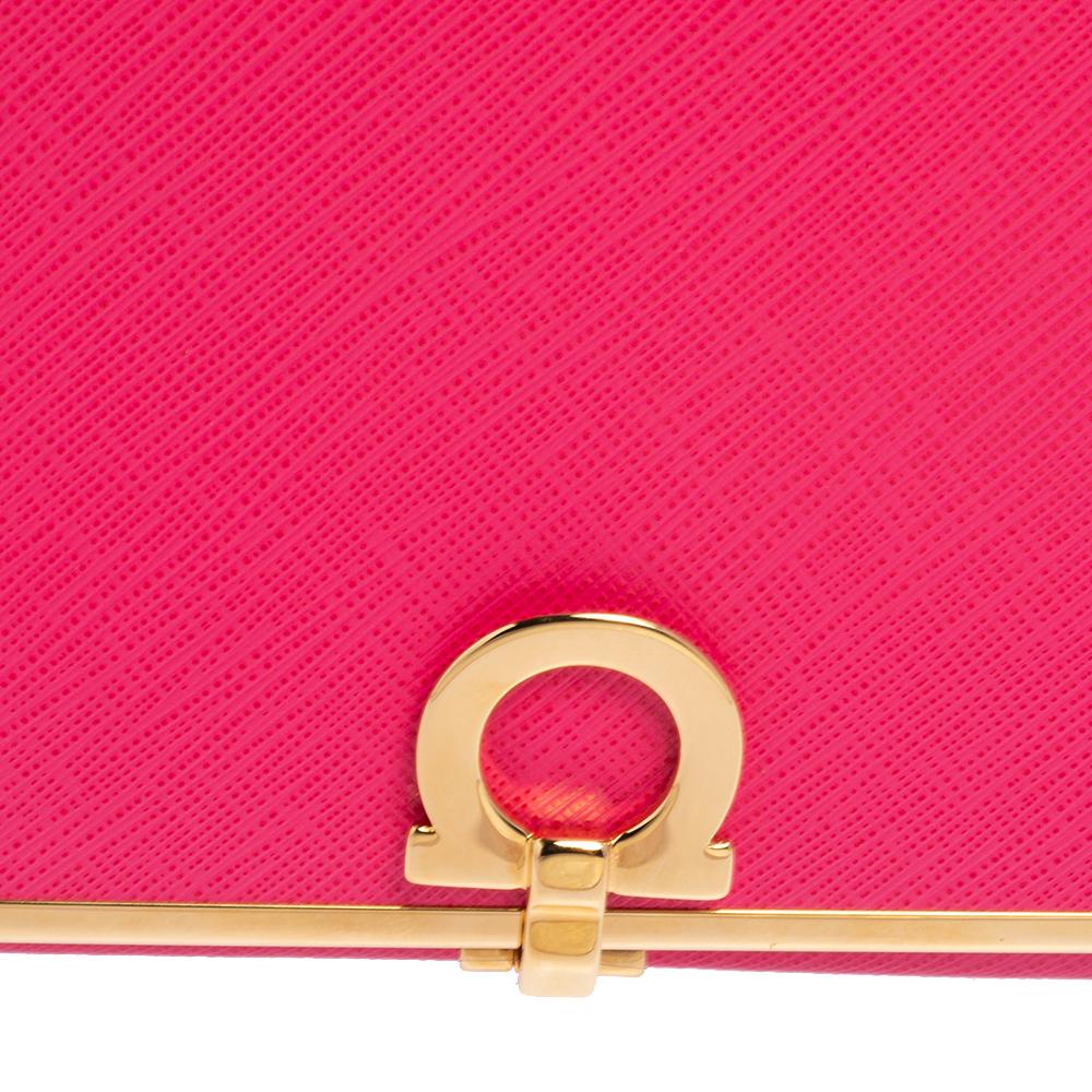 Salvatore Ferragamo Pink Leather Gancini Clip Continental Wallet 5