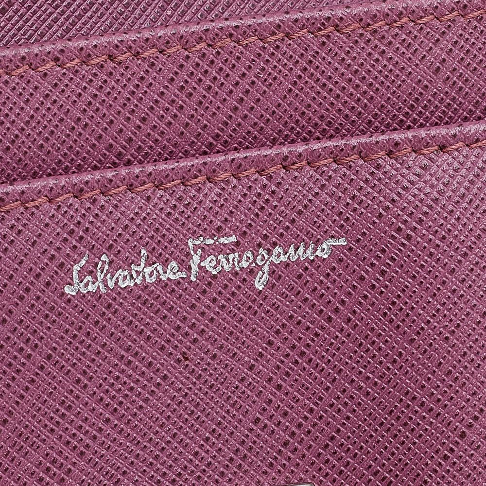 Salvatore Ferragamo Pink Leather Gancini Clip Continental Wallet 1