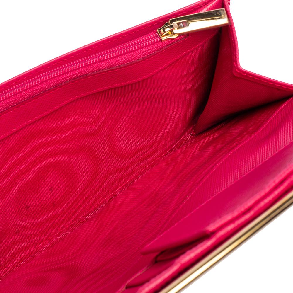 Salvatore Ferragamo Pink Leather Gancini Clip Continental Wallet 2