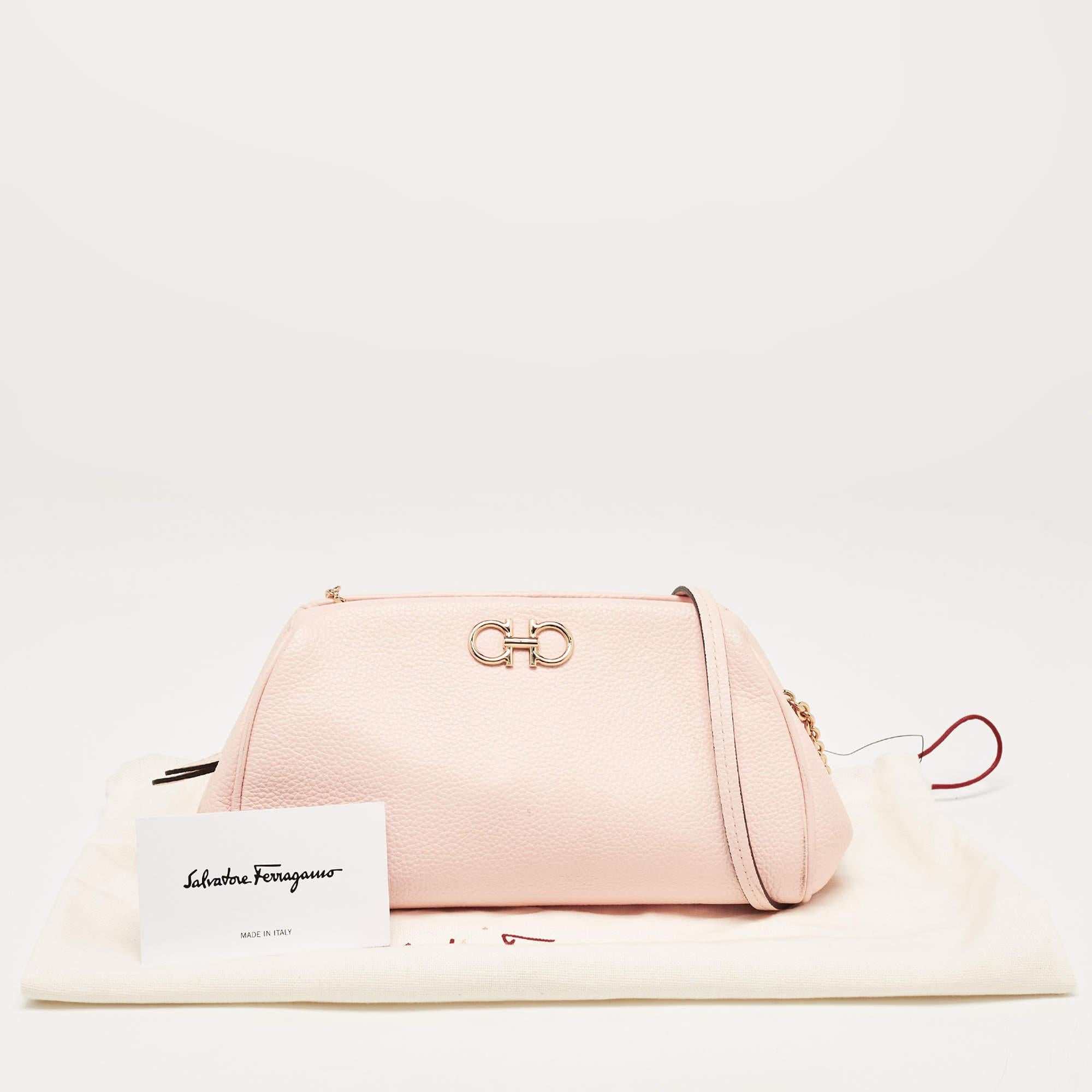 Salvatore Ferragamo Pink Leather Gancini Crossbody Bag 8