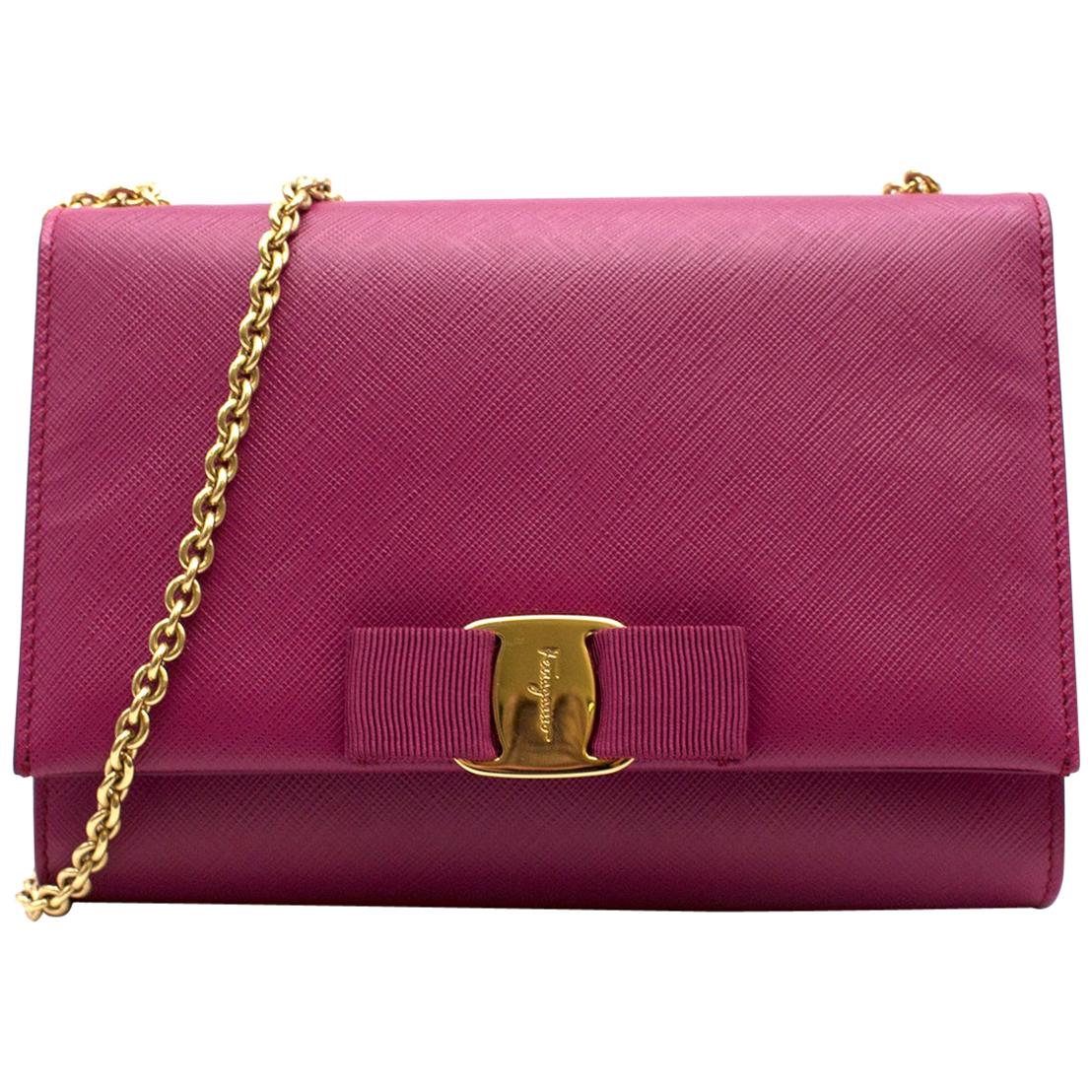 Salvatore Ferragamo Pink Leather Medium Ginny Shoulder Bag