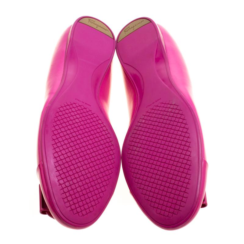Salvatore Ferragamo Pink Leather Petrina Cap Toe Ballet Flats Size 41 1