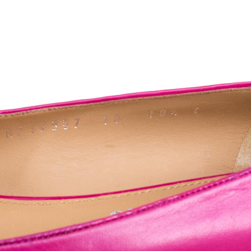 Salvatore Ferragamo Pink Leather Petrina Cap Toe Ballet Flats Size 41 2