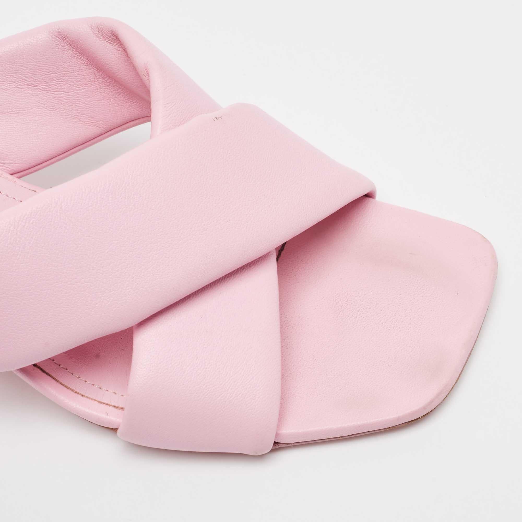 Salvatore Ferragamo Pink Leather Slide Sandals Size 41 2