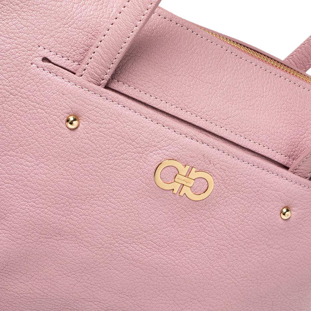 Salvatore Ferragamo Pink Leather Small Mika Tote at 1stDibs