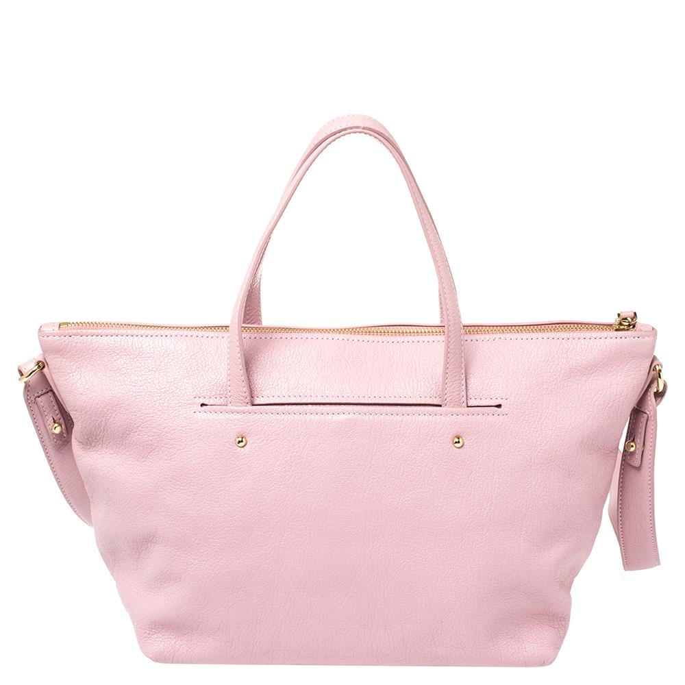 Salvatore Ferragamo Pink Leather Small Mika Tote at 1stDibs