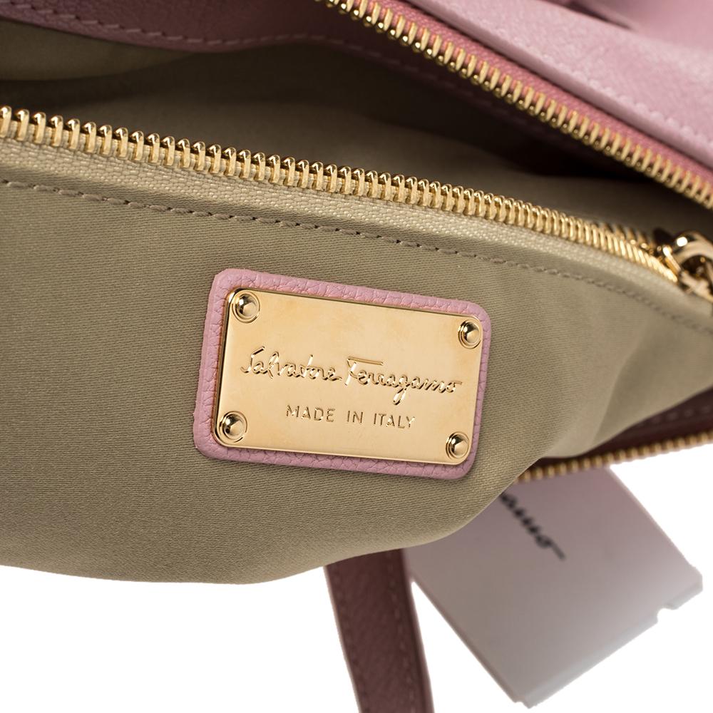 Salvatore Ferragamo Pink Leather Small Mika Tote at 1stDibs