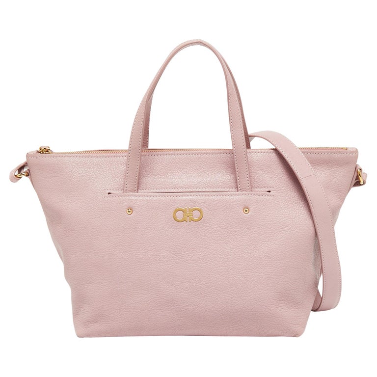 Salvatore Ferragamo Pink Leather Small Mika Tote For Sale at 1stDibs