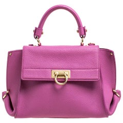 Salvatore Ferragamo Pink Leather Small Sofia Top Handle Bag