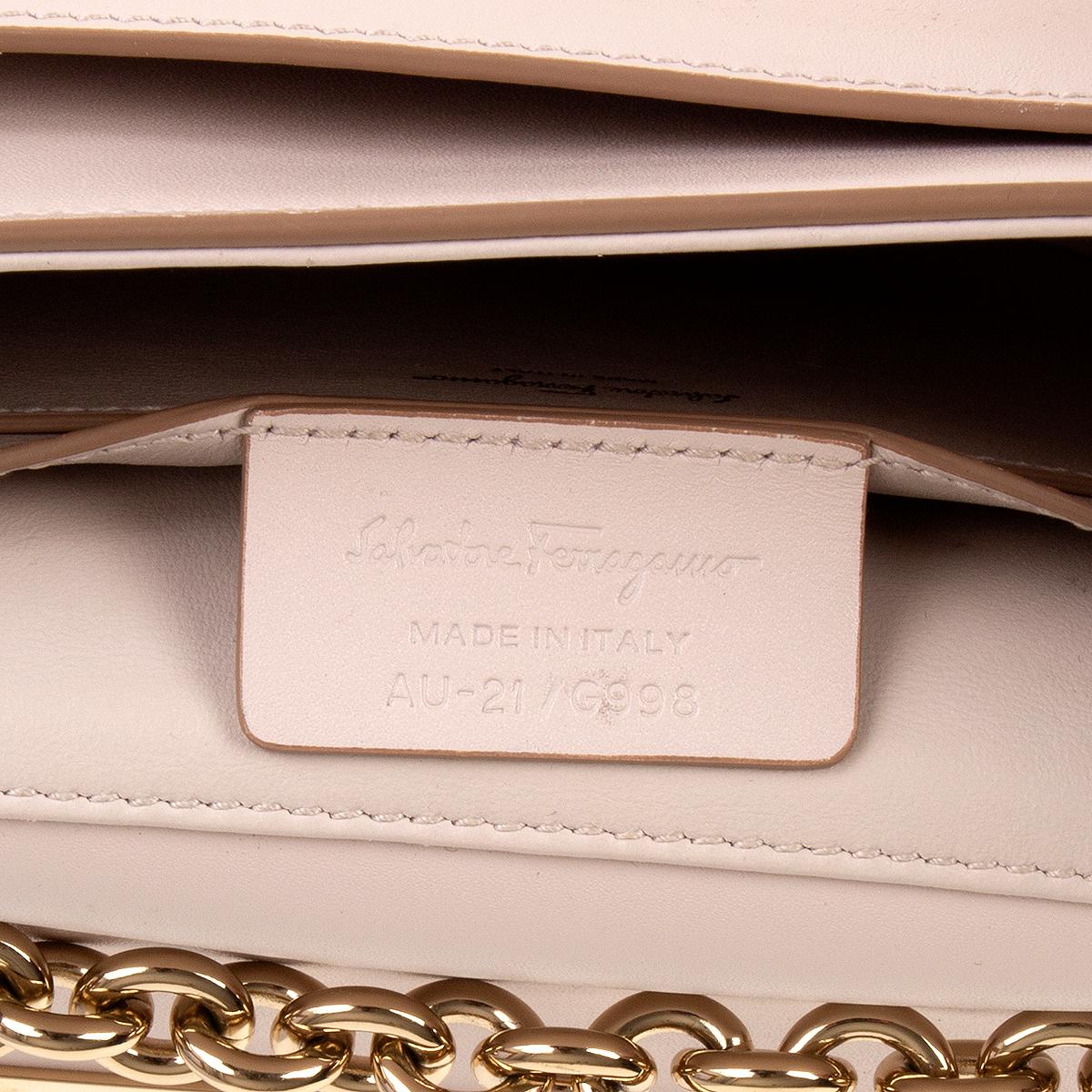 White SALVATORE FERRAGAMO pink leather VELA Shoulder Bag