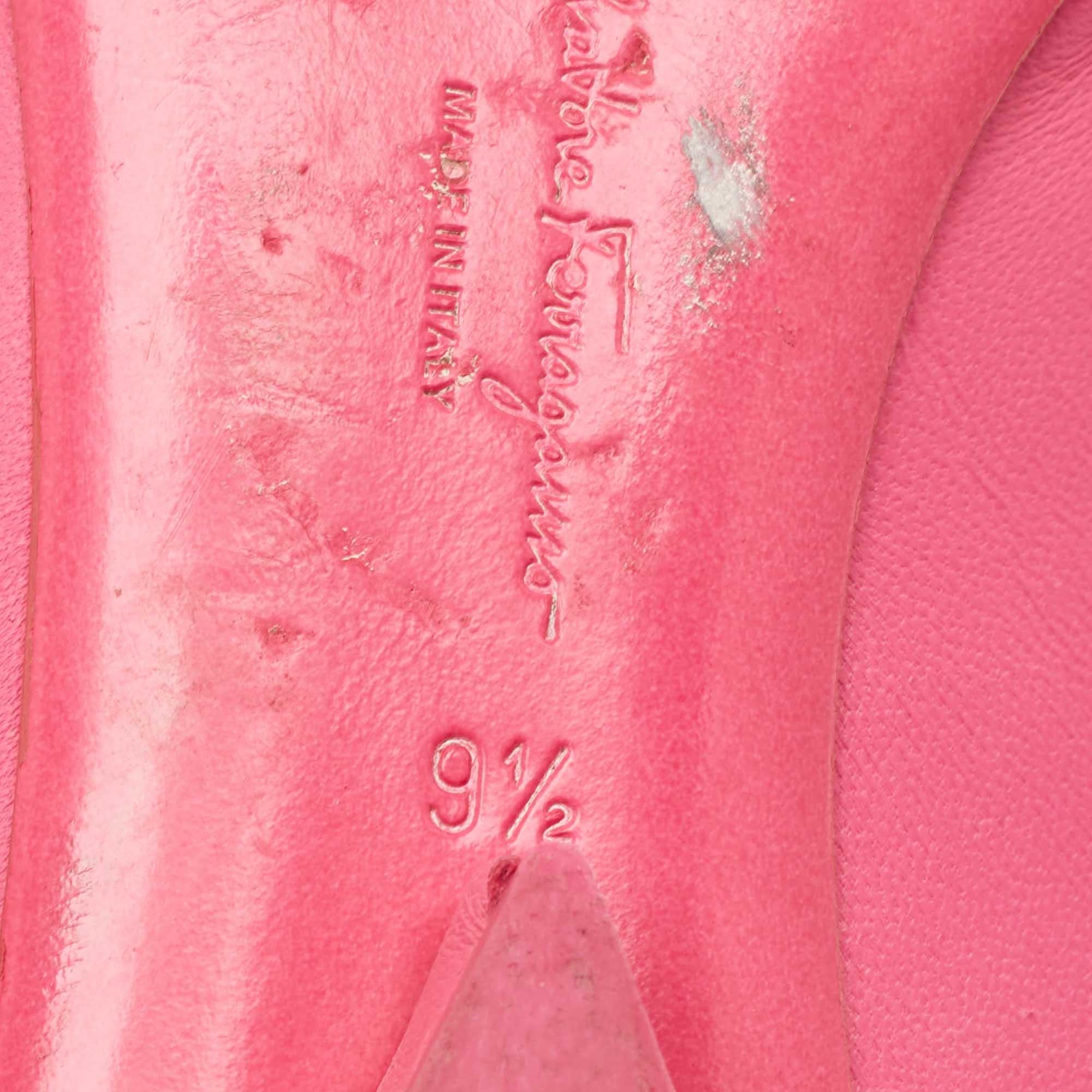 Salvatore Ferragamo Ballerine Viva Bow in pelle rosa taglia 40 in vendita 3
