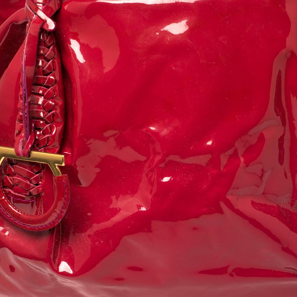Salvatore Ferragamo Pink Patent Leather Braided Satchel 7