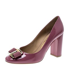 Salvatore Ferragamo Pink Patent Leather Ninna Pumps Size 39.5
