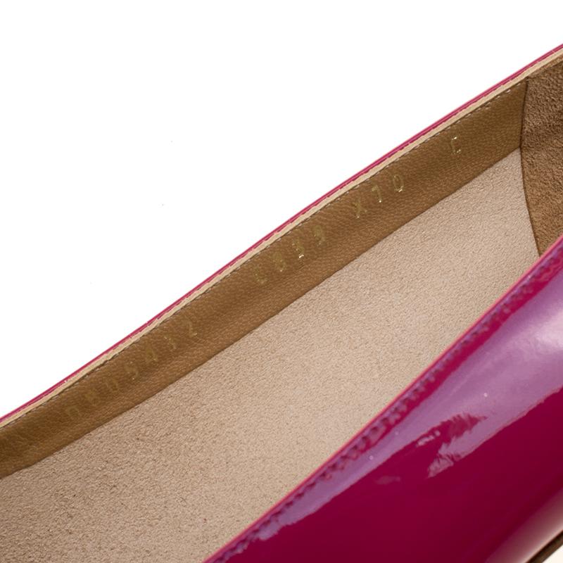 Salvatore Ferragamo Pink Patent Leather Vara Bow Block Heel Pumps Size 40.5 4