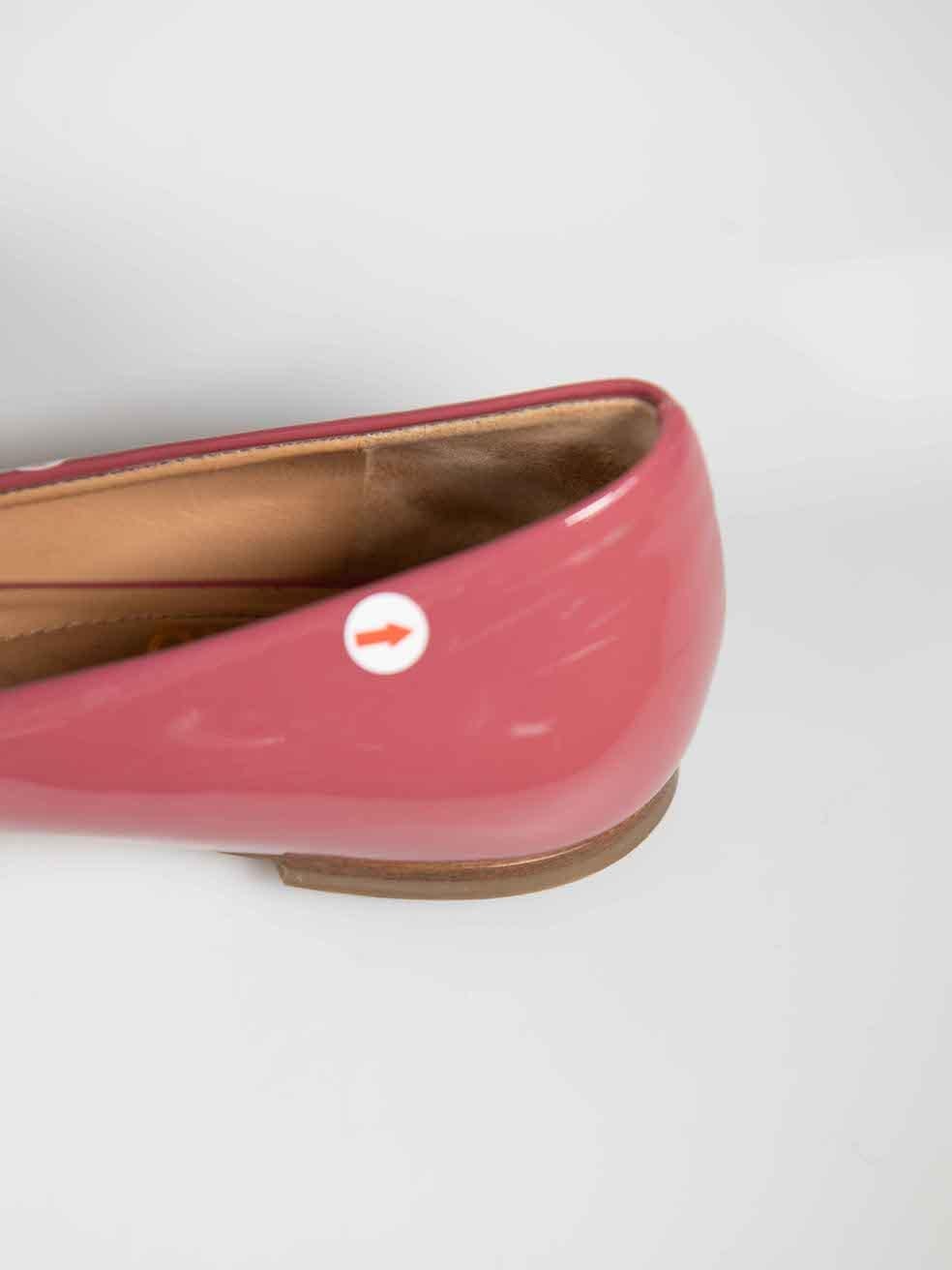 Salvatore Ferragamo Pink Patent Vara Ballet Flats Size US 7 For Sale 2