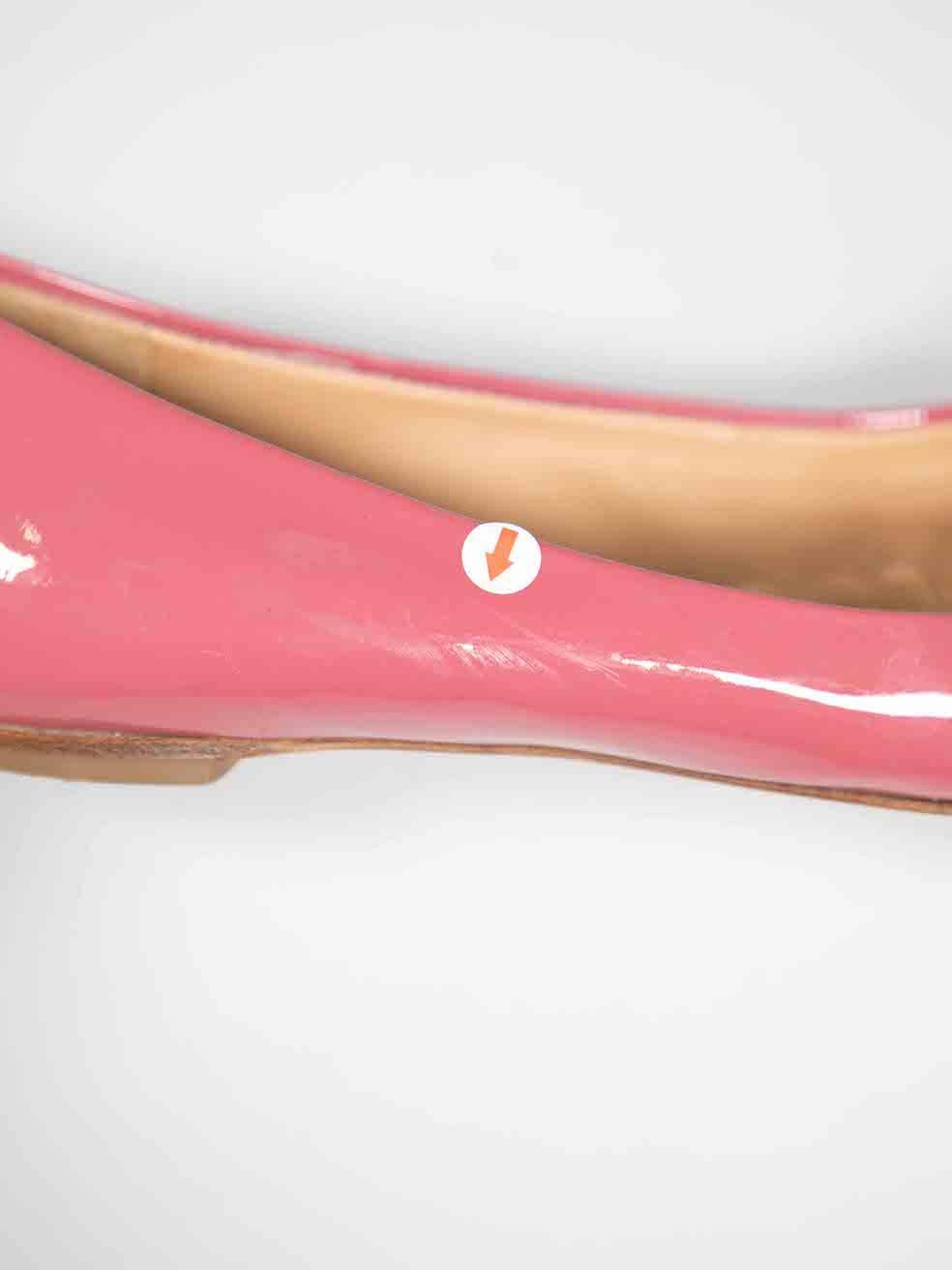 Salvatore Ferragamo Pink Patent Vara Ballet Flats Size US 7 For Sale 3