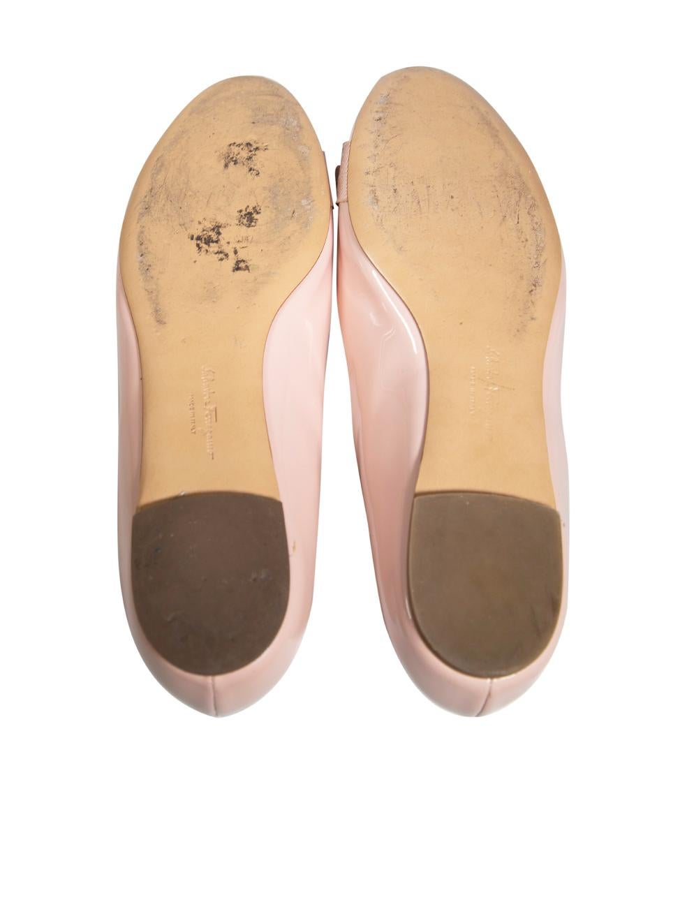 Women's Salvatore Ferragamo Pink Patent Varina Ballet Flats Size US 7.5