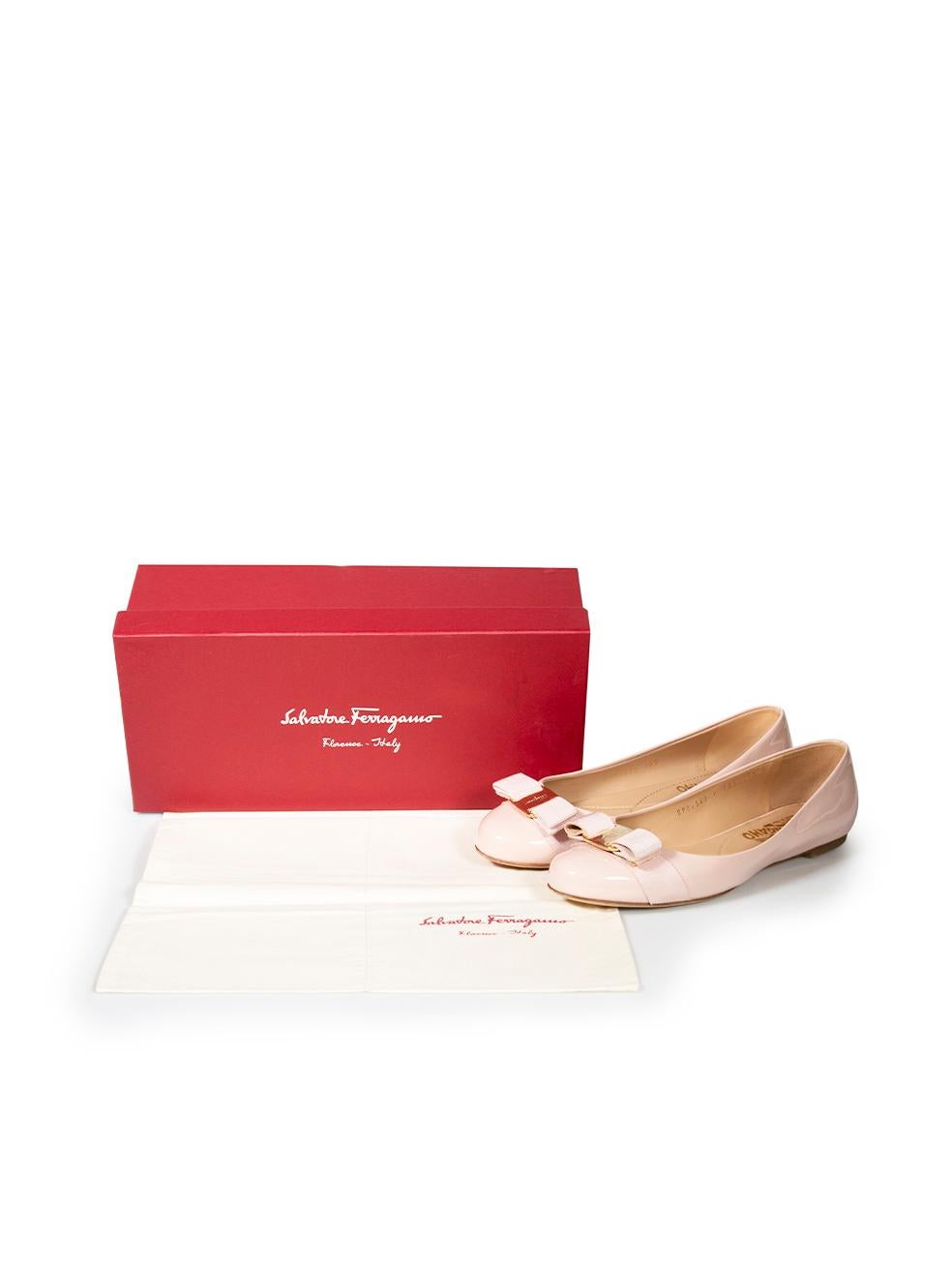 Salvatore Ferragamo Pink Patent Varina Ballet Flats Size US 7.5 4