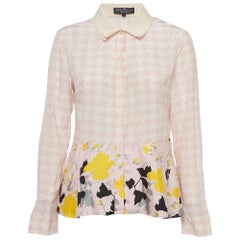 Salvatore Ferragamo Blusa Peplum de Seda Estampada Rosa L